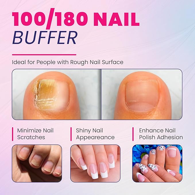 PORTENTUM 8 PCS Professional Nail Files Double Sided Emery Board for Nails 100180 Grit Washable Nail File Fingernail Buffering Files Manicure Tools Nail Styling Tools Pet Grooming Tools - Image 5