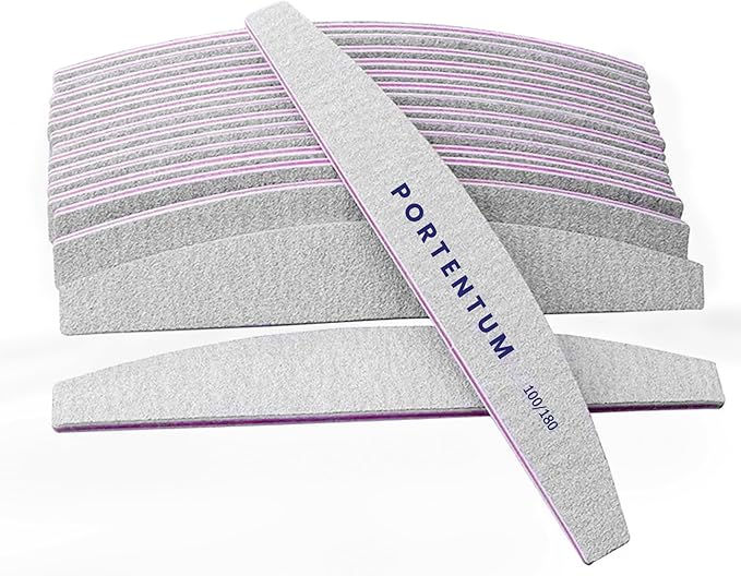 PORTENTUM 8 PCS Professional Nail Files Double Sided Emery Board for Nails 100180 Grit Washable Nail File Fingernail Buffering Files Manicure Tools Nail Styling Tools Pet Grooming Tools - Image 1