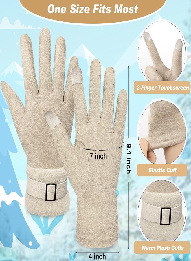 yafeite Gloves For Women Cold Weather,Touchscreen Winter Gloves for Women Fleece Lined,Women's Windproof Suede Leather Gloves - Image 3