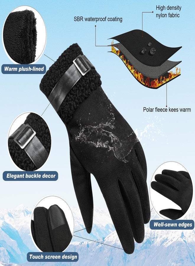 yafeite Gloves For Women Cold Weather,Touchscreen Winter Gloves for Women Fleece Lined,Women's Windproof Suede Leather Gloves - Image 5