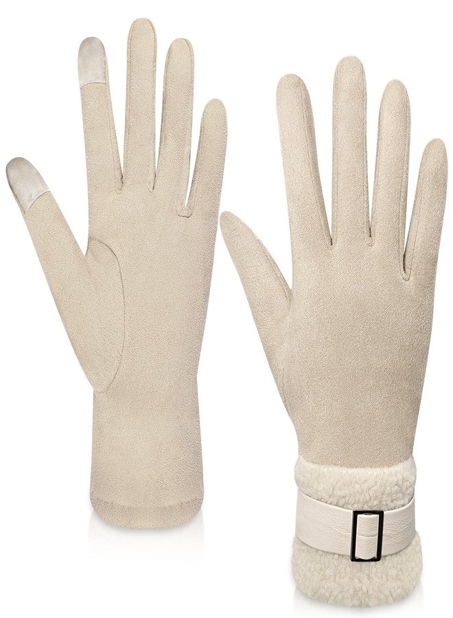 yafeite Gloves For Women Cold Weather,Touchscreen Winter Gloves for Women Fleece Lined,Women's Windproof Suede Leather Gloves - Image 1