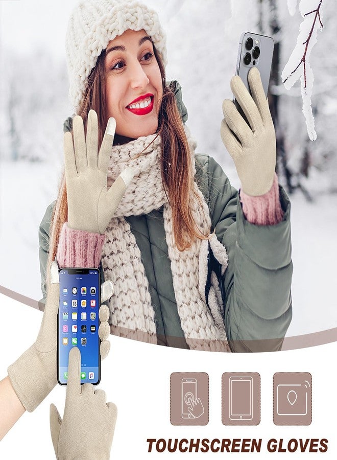 yafeite Gloves For Women Cold Weather,Touchscreen Winter Gloves for Women Fleece Lined,Women's Windproof Suede Leather Gloves - Image 4