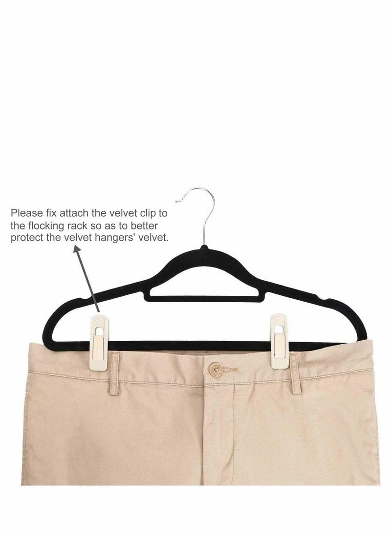 Velvet Hangers Clips, 20 Pcs Beige Pants Velvet Clips, Ivory Pants Hangers Velvet Clips, Strong Finger Flocked Clips Perfect for Use with Slim-line Clothes Velvet Hangers  - Image 5