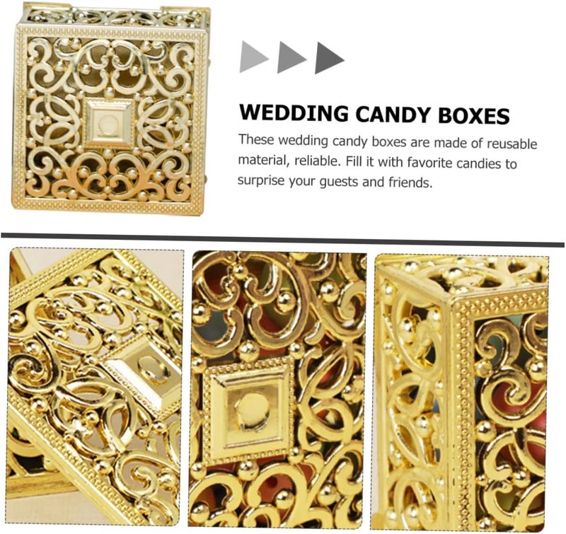 IDEANATEGRATE 12pcs Gold Candy Boxes for Wedding Party Bridesmaid Proposal Small Treat Storage Containers Reusable Candy Wrapping Boxes - Image 3