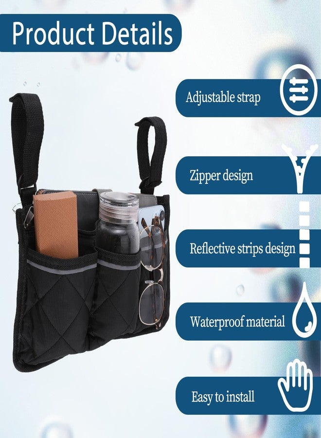 Psyqtsuary 1PC Wheelchair Side Bag, Wheelchair Bag Armres Waterproof Wheelchair Armrest Pouch with Reflective Stripe, Bag for Wheelchair Side Organizer Wheelchair Pouch Side Pocket for Walker Rollator Wheelchair - Image 3