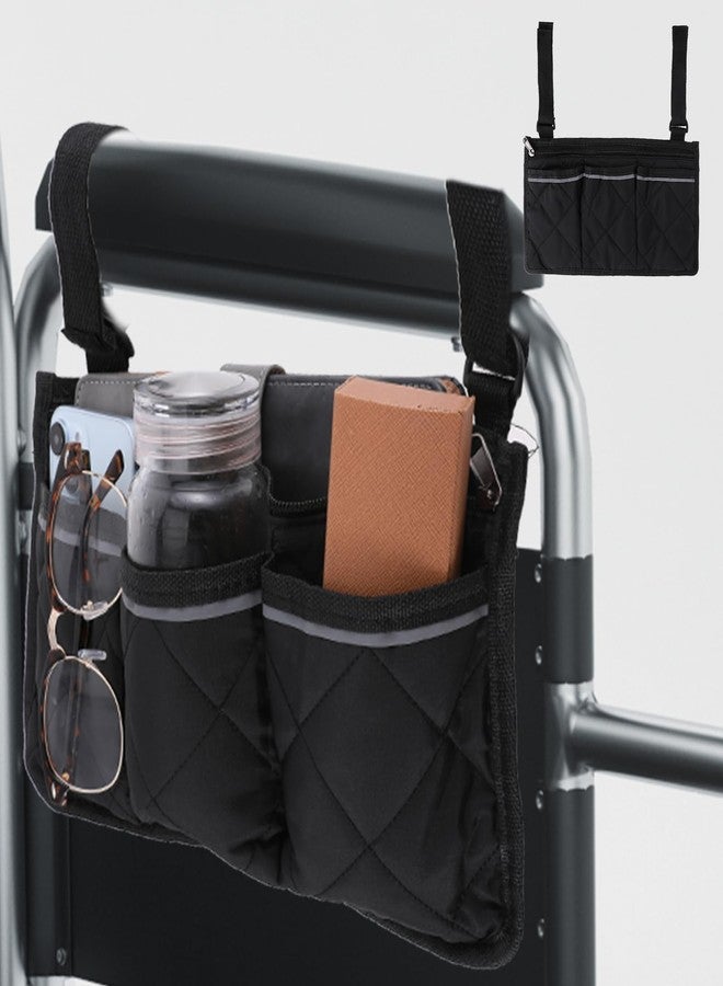 Psyqtsuary 1PC Wheelchair Side Bag, Wheelchair Bag Armres Waterproof Wheelchair Armrest Pouch with Reflective Stripe, Bag for Wheelchair Side Organizer Wheelchair Pouch Side Pocket for Walker Rollator Wheelchair - Image 1