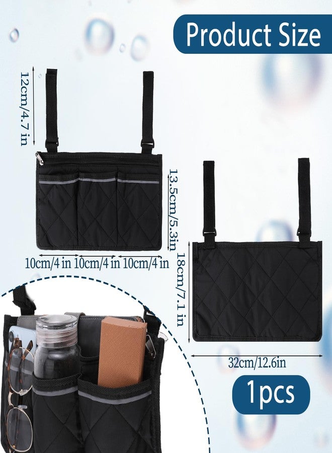 Psyqtsuary 1PC Wheelchair Side Bag, Wheelchair Bag Armres Waterproof Wheelchair Armrest Pouch with Reflective Stripe, Bag for Wheelchair Side Organizer Wheelchair Pouch Side Pocket for Walker Rollator Wheelchair - Image 2