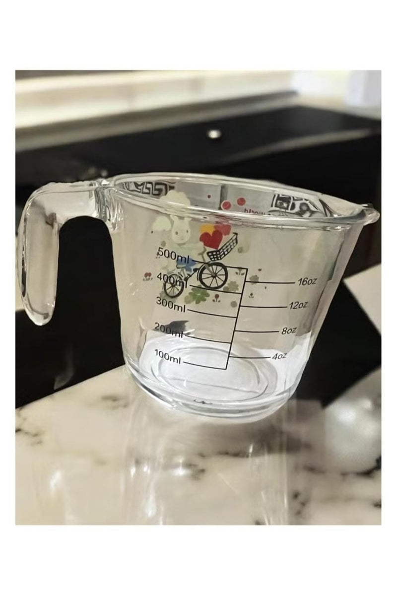 بايسكل ستور كوب قياس زجاجي شفاف بعيارات شفافة 500 مليلتر - Image 1