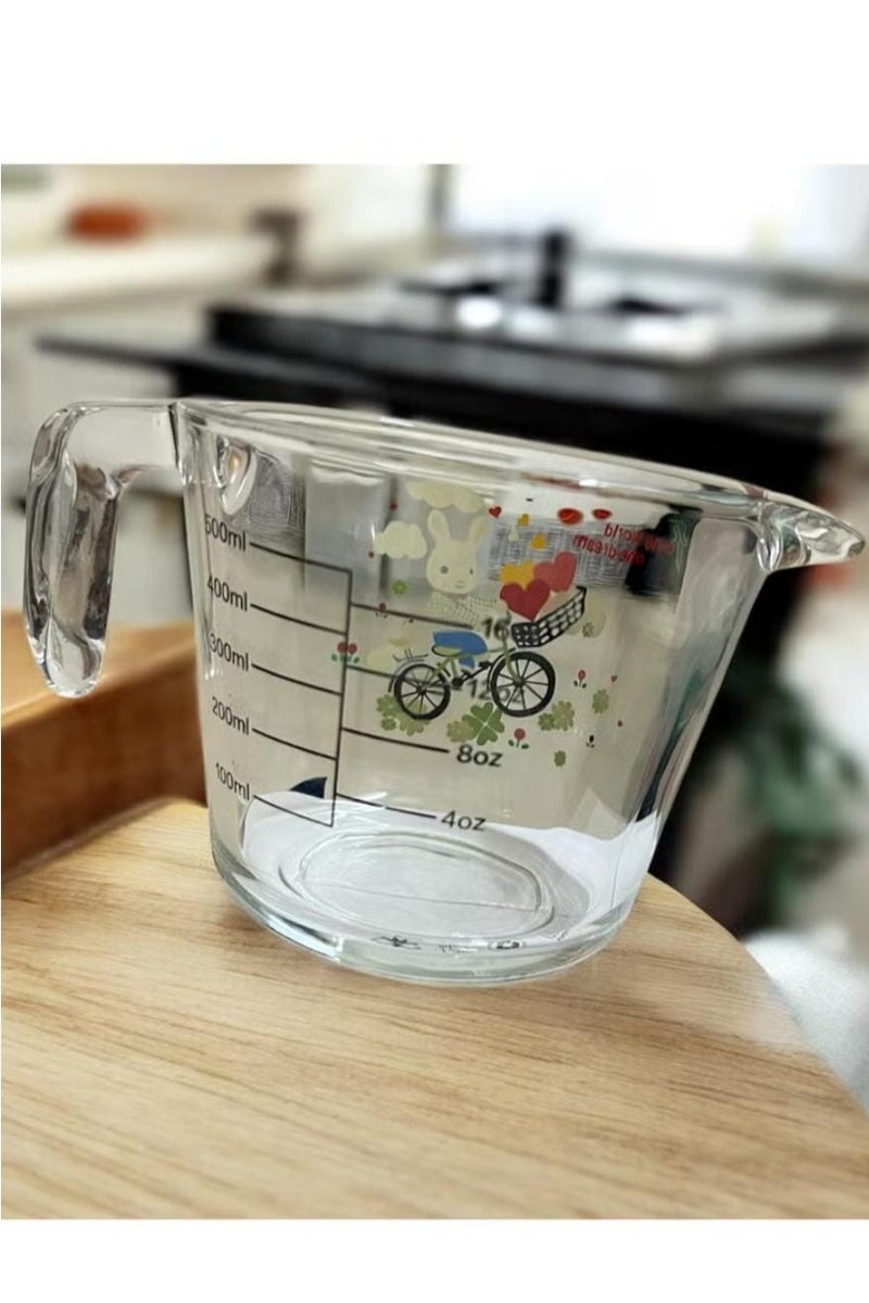 بايسكل ستور كوب قياس زجاجي شفاف بعيارات شفافة 500 مليلتر - Image 3