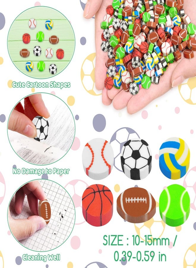 BHUCUTU 300 Pieces Sports Football Mini Erasers Assortment Kids Fun Tiny Novelty Pencil Erasers Bulk for Classroom Gift Rewards Party Favor - Image 2