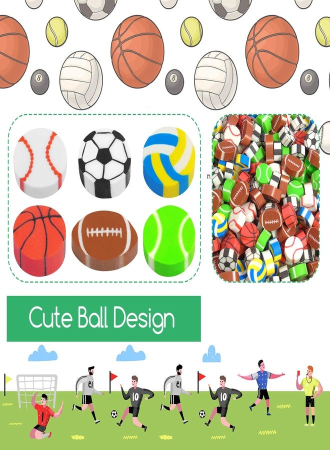 BHUCUTU 300 Pieces Sports Football Mini Erasers Assortment Kids Fun Tiny Novelty Pencil Erasers Bulk for Classroom Gift Rewards Party Favor - Image 3