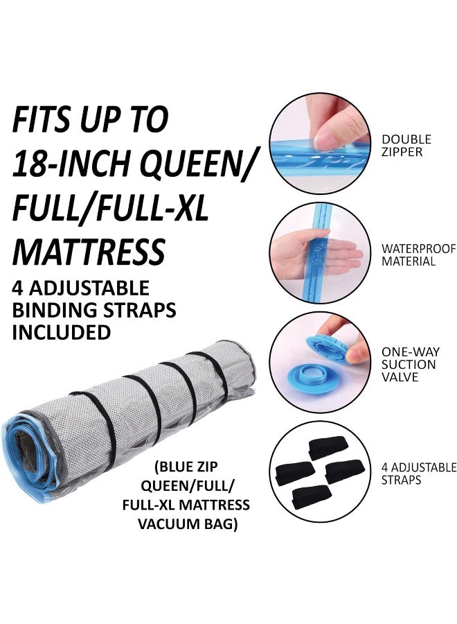 Storage Logic Queen/Full/Full-Xl Foam Mattress Vacuum Bag With Blue Zipper, Mattress Storage Bag  - Image 5