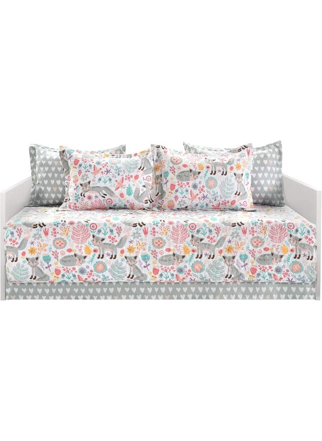 Lush Decor Lush Decor Pixie Fox 6 Piece Daybed Cover Set, Gray & Pink, 39"x75"  - Image 4