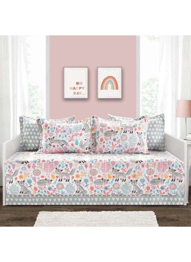 Lush Decor Lush Decor Pixie Fox 6 Piece Daybed Cover Set, Gray & Pink, 39"x75"  - Image 1