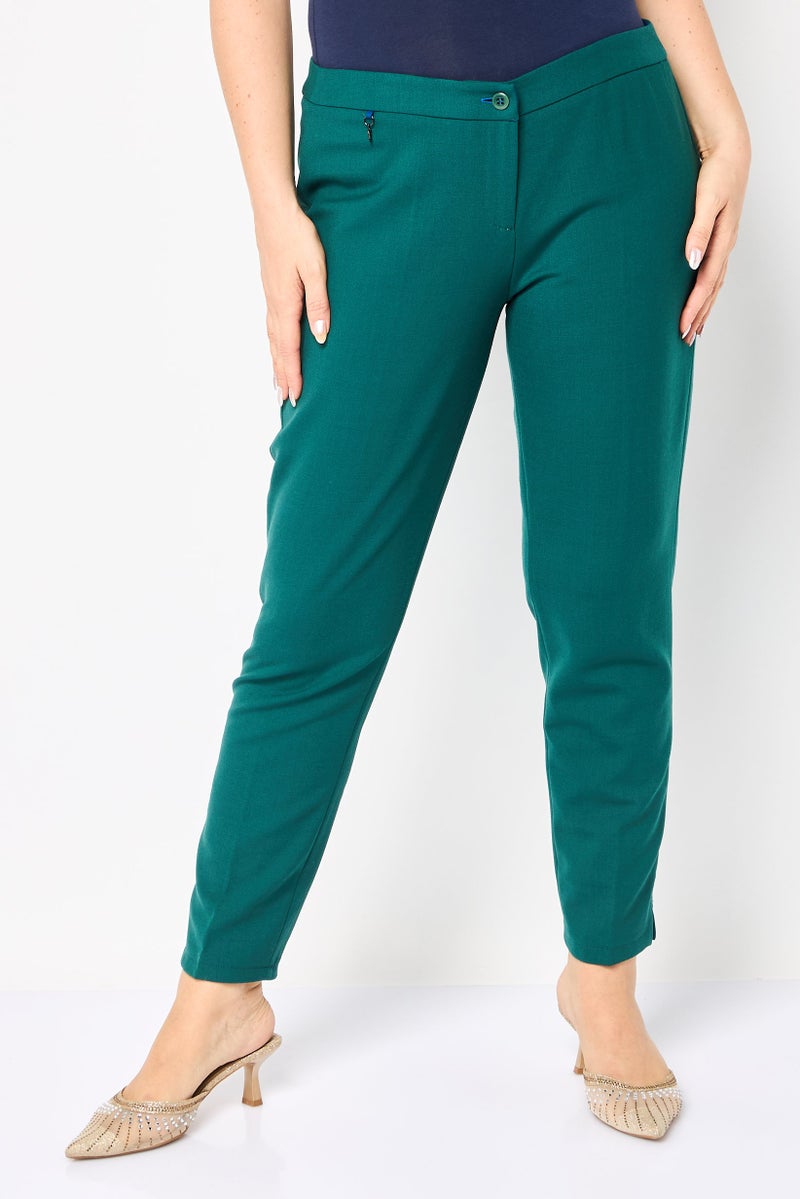 Harmont & Blaine Women Regular Fit Solid Chino Pants, Green - Image 1
