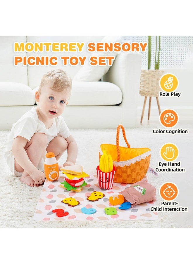 Jollybaby Jollybaby Mini Soft Cloth Kitchen Pretend Play Food Toys for Toddlers 1-3, Fabric Picnic Basket Fake Food Toys Set for Baby 0-6-12 Month, Montessori Sensory Stuffed Food Toys for Newborn Baby Gift  - Image 2