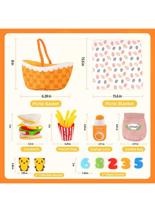 Jollybaby Jollybaby Mini Soft Cloth Kitchen Pretend Play Food Toys for Toddlers 1-3, Fabric Picnic Basket Fake Food Toys Set for Baby 0-6-12 Month, Montessori Sensory Stuffed Food Toys for Newborn Baby Gift  - Image 5