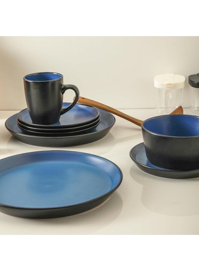 Stone Lain Albie Stoneware 32Piece Modern Dinnerware Set Kitchen Plates and Bowls Sets Dish Set for 8 Blue and Black - Image 4