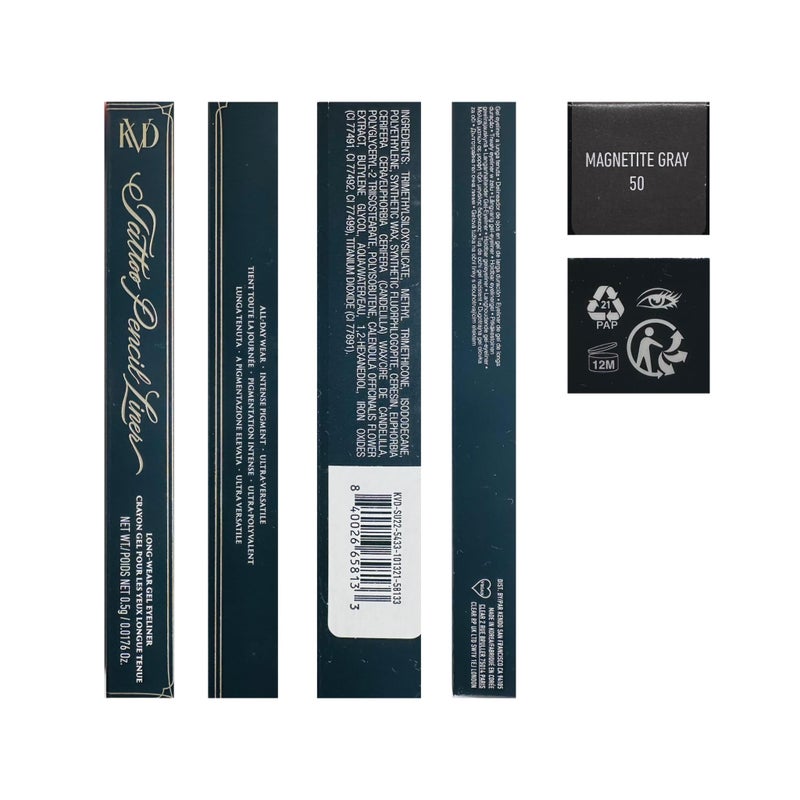 Kat Von D KVD Beauty Tattoo Pencil Liner Waterproof Long-Wear Gel Eyeliner Magnetite Grey - Image 4