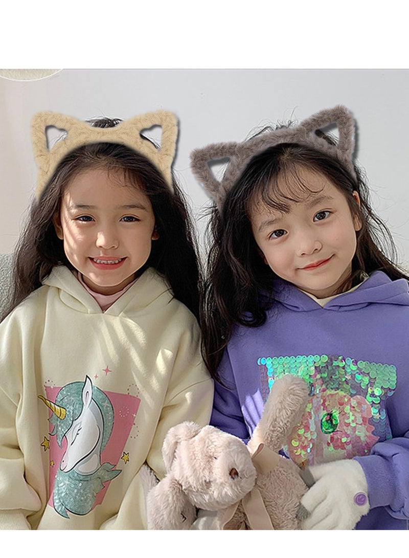 SYOSI 6 عبوة عصابة رأس آذان قطط مصنوعة من الفرو للسيدات لغسل الوجه عصابة رأس لطيفة للبنات عصبات رأس قطط لمهرجان الهالوين عصابات رأس فروية للحفلات وكوسبلاي ومكياج - Image 3