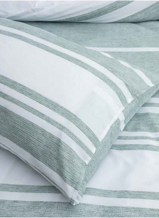 LUNA Home King Size 6 Pieces, Green Stripe Design Duvet cover set  - Image 4
