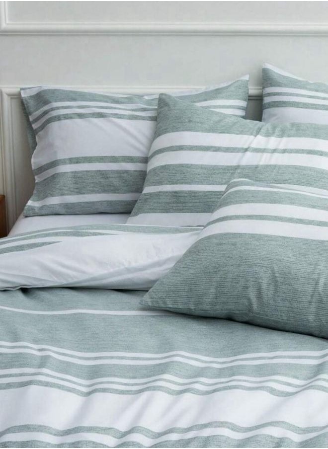 LUNA Home King Size 6 Pieces, Green Stripe Design Duvet cover set  - Image 3