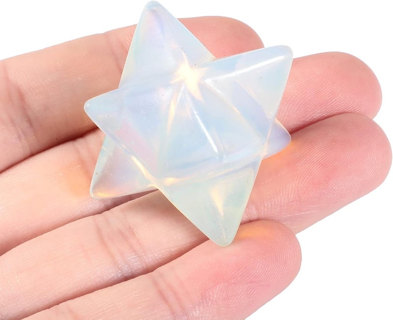 Synthetic Opalite Merkaba Crystal Protection Sacred Meditation Energy Generator Healing Chakra Six-Pointed Star 1 Inch