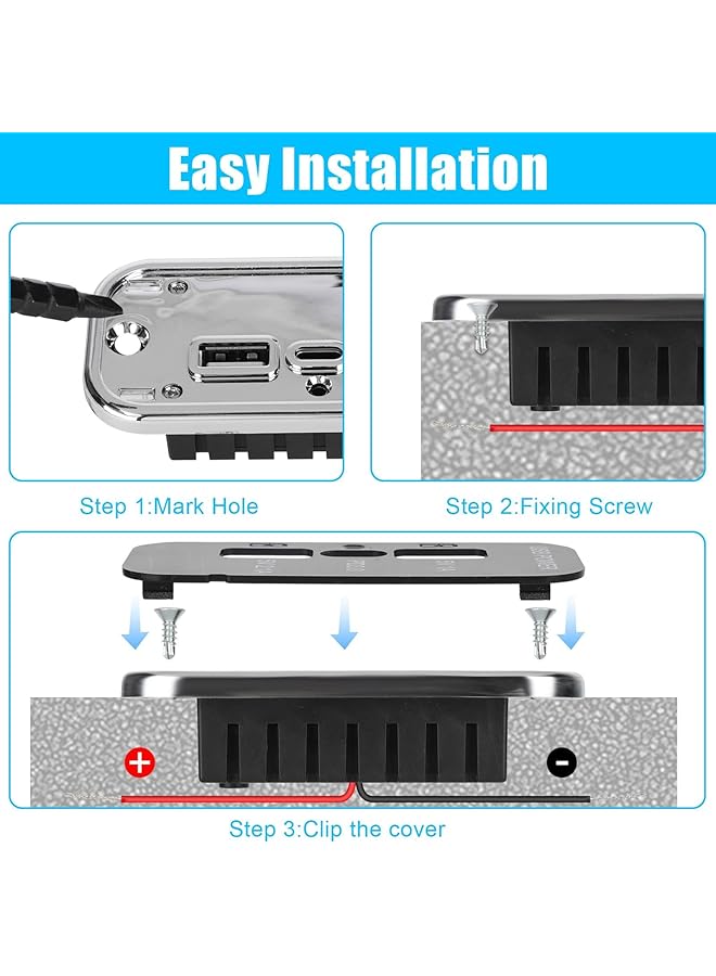 إكسفور منفذ شحن سريع بثلاثة منافذ USB 12 فولت، منفذ USB مزدوج A 3.1A، منفذ Type C PD QC 3.0، محول للسيارات الترفيهية والبحرية والدراجات النارية والشاحنات وعربات الجولف والهواتف 14 13 12، S22 S21 S20 - Image 5