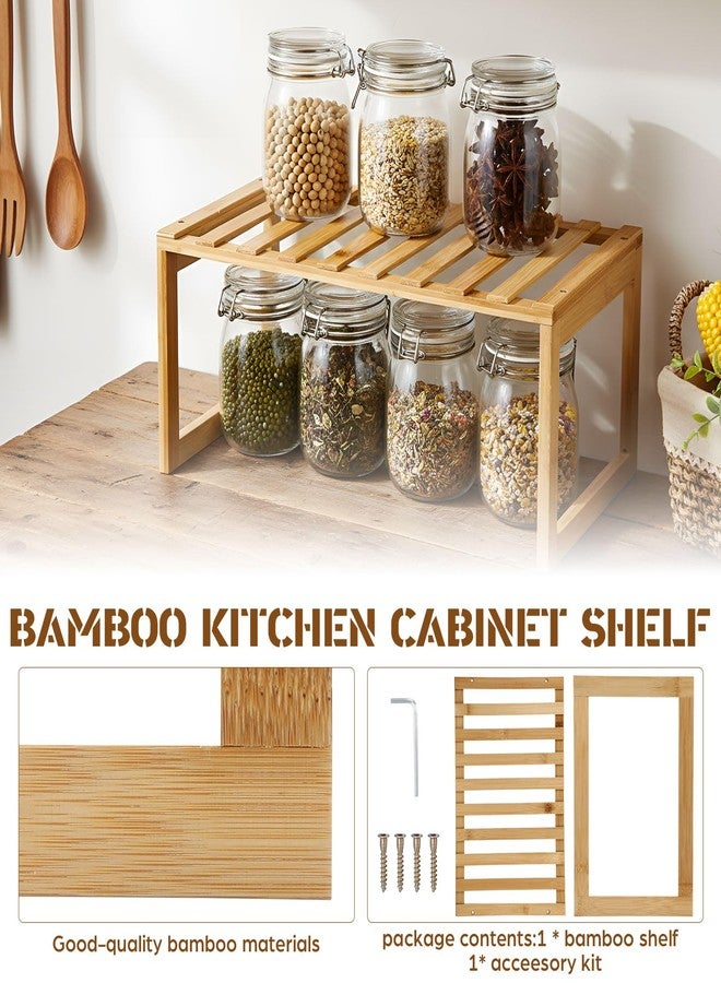 BrightRow 2 Pcs Bamboo Kitchen Cabinet Shelf, Cabinet Shelf Organizer, Cabinets Bamboo Countertop Organizer, Storage Shelves for Pantry Bathroom Dining Room Study Laundry - Image 4