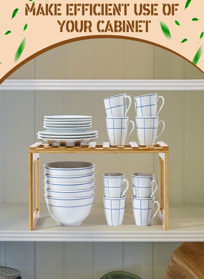 BrightRow 2 Pcs Bamboo Kitchen Cabinet Shelf, Cabinet Shelf Organizer, Cabinets Bamboo Countertop Organizer, Storage Shelves for Pantry Bathroom Dining Room Study Laundry - Image 5