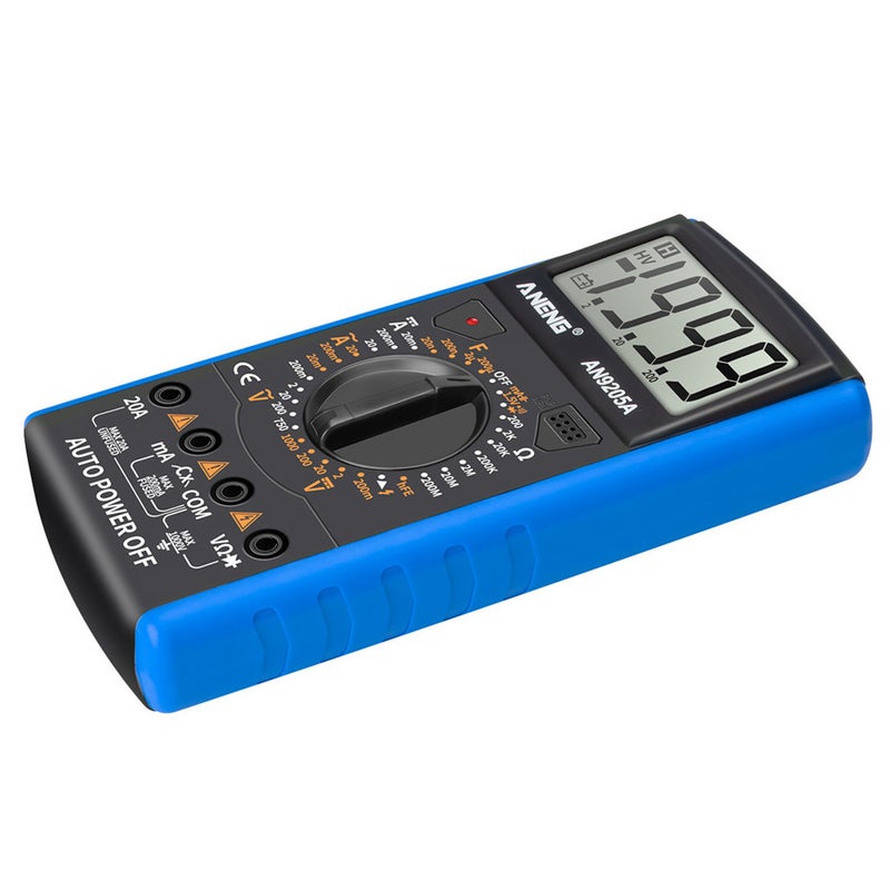 انيمتر رقمي ANENG AN9205A شاشة LCD 3 1/2 عداد 1999 نطاق يدوي متر عالمي لقياس التيار المتردد والمباشر والمقاومة والسعة ومتحكم الترانزستور أمميتر متعدد الوظائف مع ضوء خلفية وقياس NCV (الجهد الكهربائي غير المتصل) باللون الأزرق - Image 5