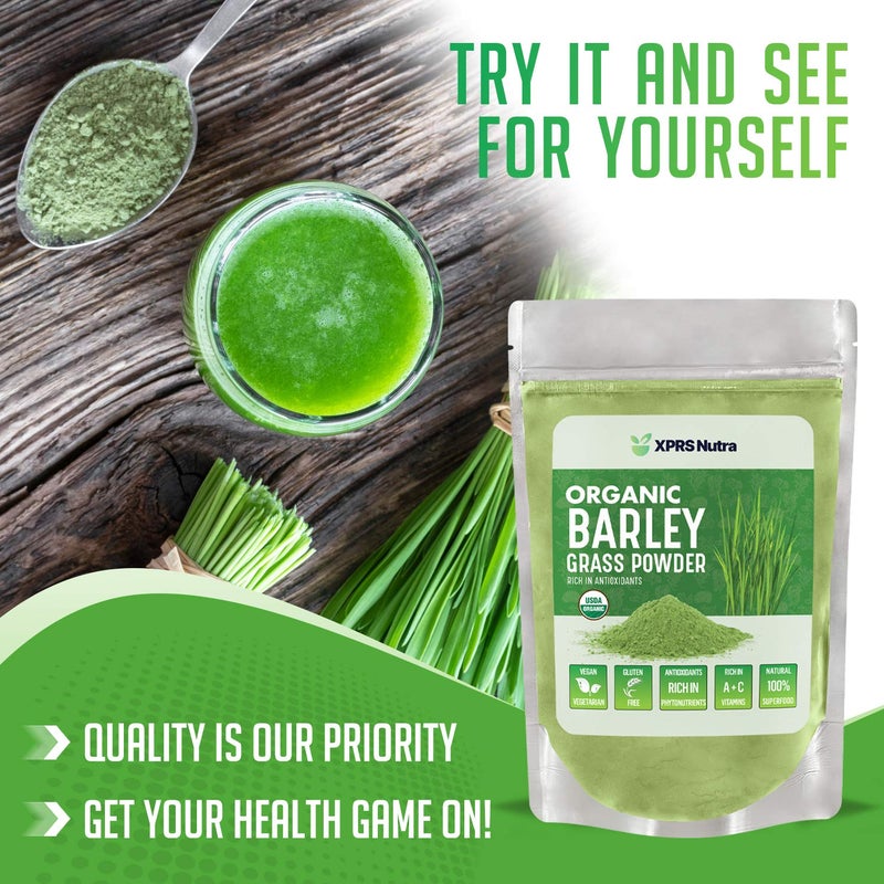 XPRS Nutra Organic Barley Grass Powder - 4 Ounce Premium Barley Powder Rich in Antioxidants, Amino Acids and Protein - Barley Green Superfood for Immunity - Image 5