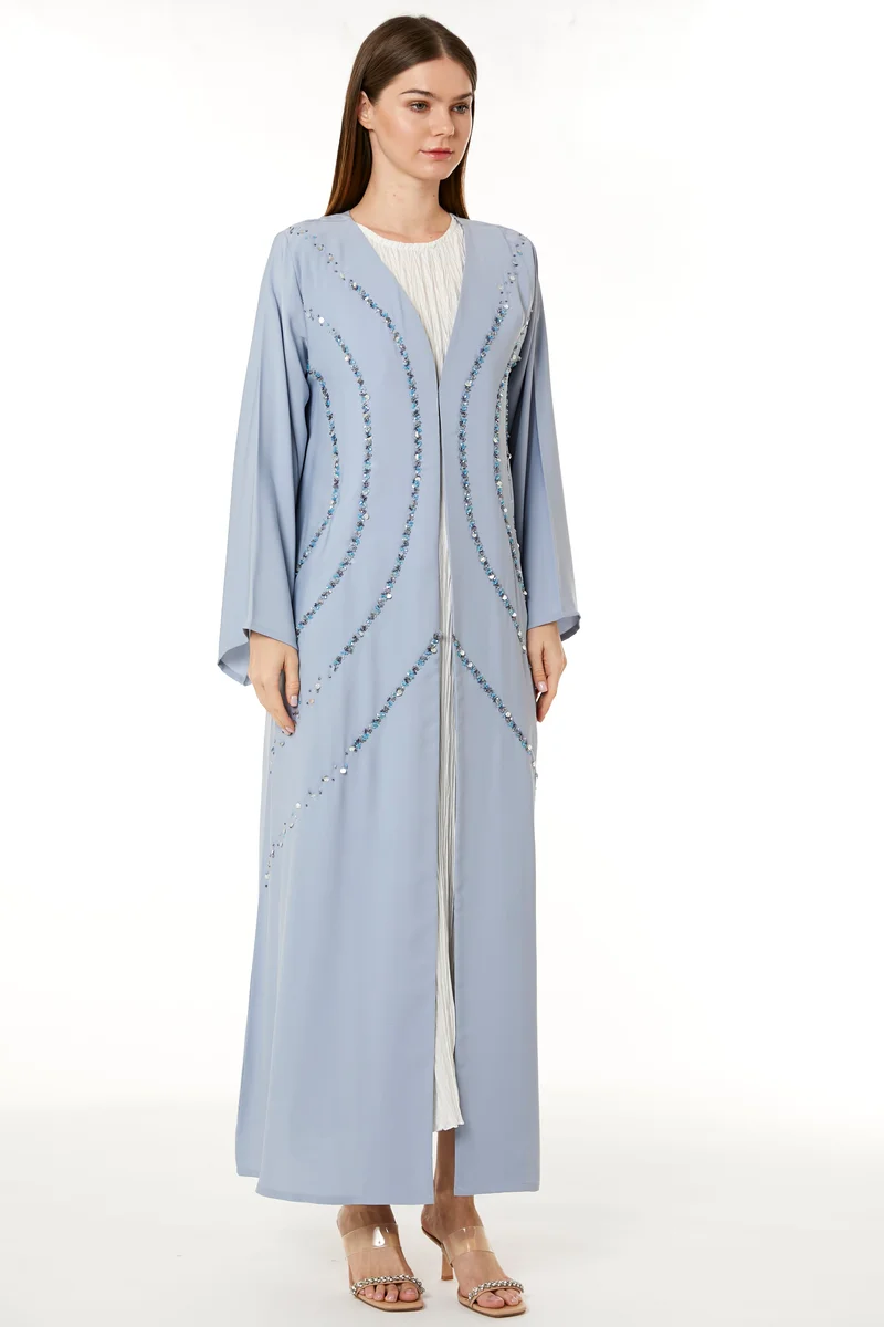Moistreet Embellished V-Neck Abaya
