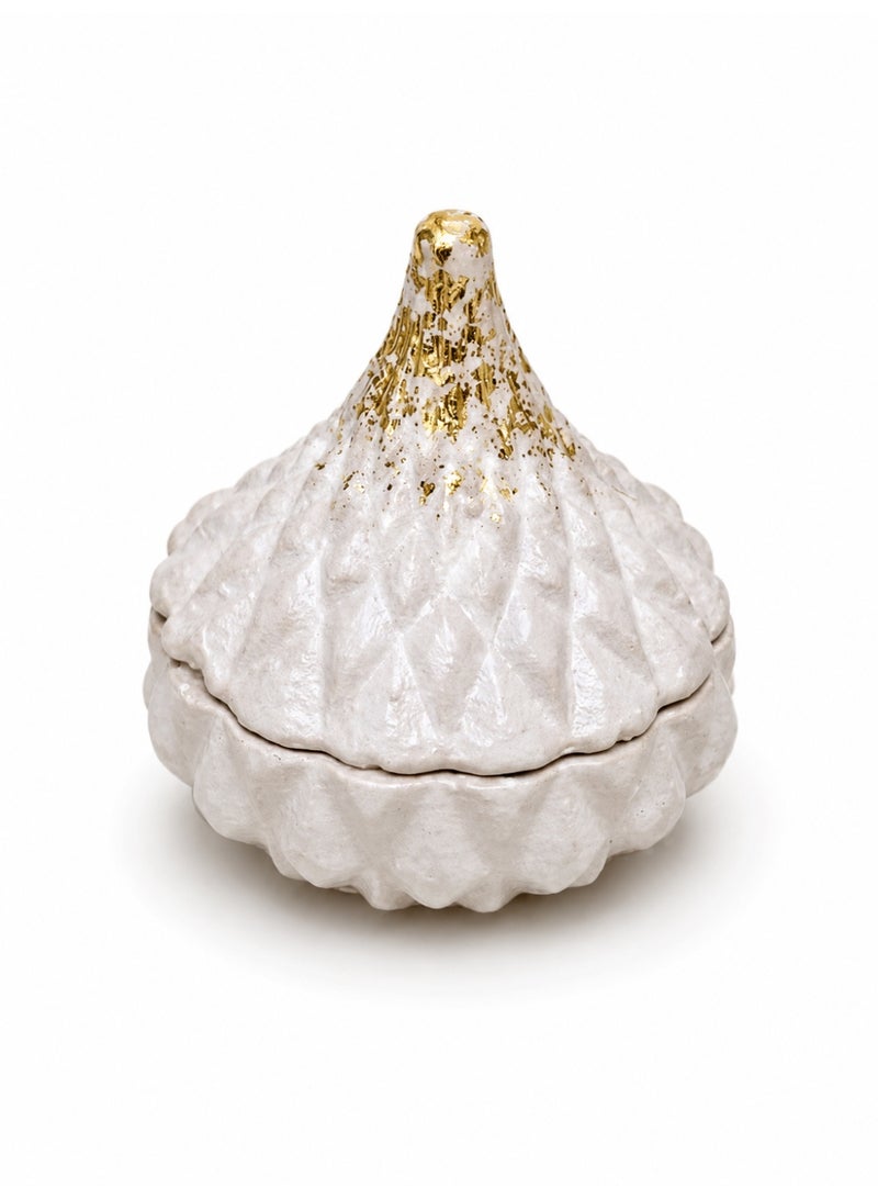 Luxury 4-Piece Handmade Marble Home Décor Set – Round Decorative Tray with Vase, Decorative Lidded Box, and Incense Burner with Elegant Gold Metal Lid – Modern Table Décor for Living Rooms, Weddings, and Housewarming Gifts - Image 4