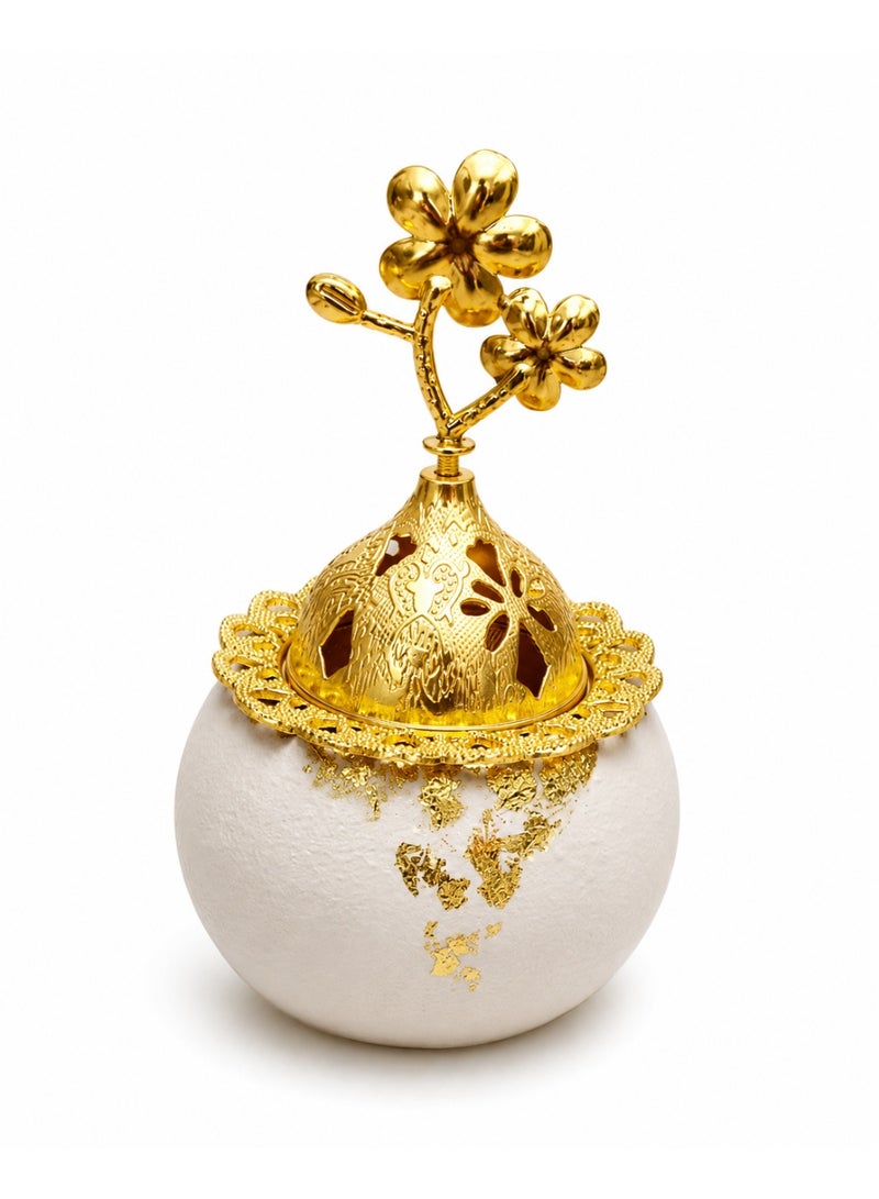 Luxury 4-Piece Handmade Marble Home Décor Set – Round Decorative Tray with Vase, Decorative Lidded Box, and Incense Burner with Elegant Gold Metal Lid – Modern Table Décor for Living Rooms, Weddings, and Housewarming Gifts - Image 5