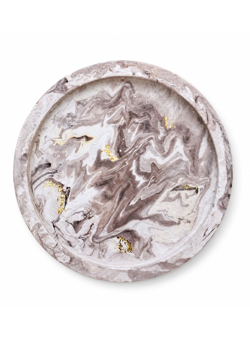 Luxury 4-Piece Handmade Marble Home Décor Set – Round Decorative Tray with Vase, Decorative Lidded Box, and Incense Burner with Elegant Gold Metal Lid – Modern Table Décor for Living Rooms, Weddings, and Housewarming Gifts - Image 2