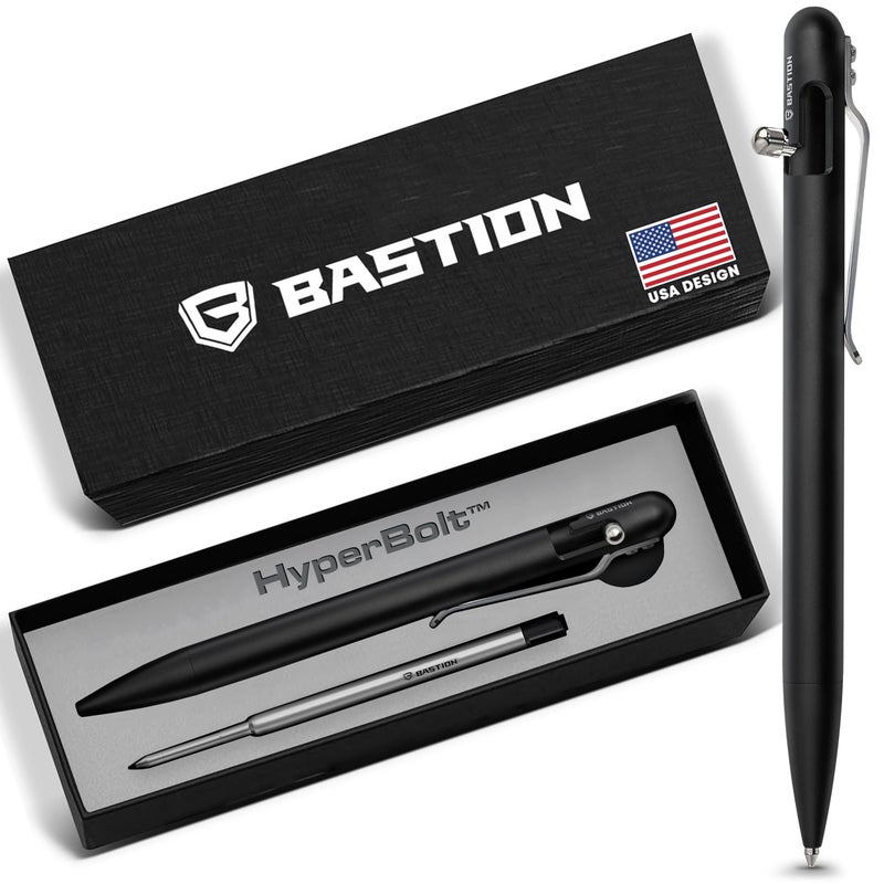BASTIONÂ® Luxury Slim Bolt Action Pen, Durable EDC Pen with Fine Tip, Professional Ballpoint Pen for School and Work - Titanium - Image 1