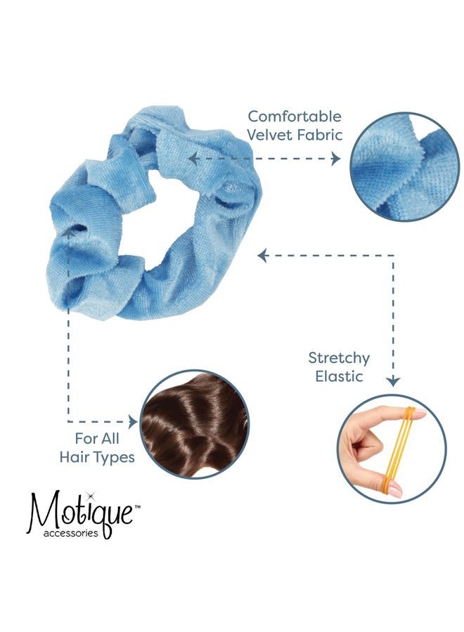 Motique Accessories Velvet Solid Scrunchies - Set of 2 - Light Blue - Image 4