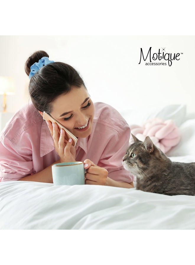 Motique Accessories Velvet Solid Scrunchies - Set of 2 - Light Blue - Image 2