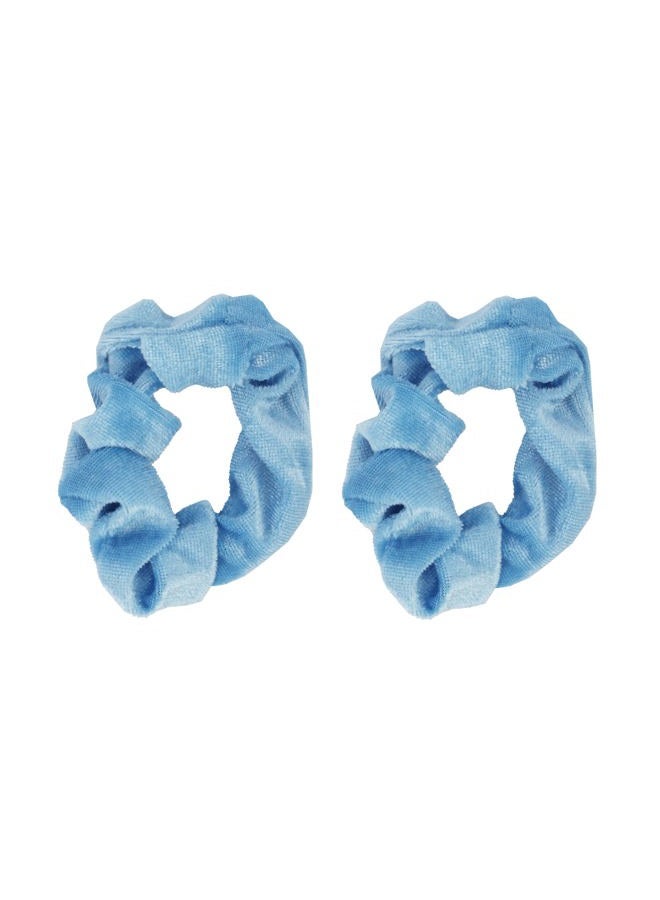 Motique Accessories Velvet Solid Scrunchies - Set of 2 - Light Blue - Image 1