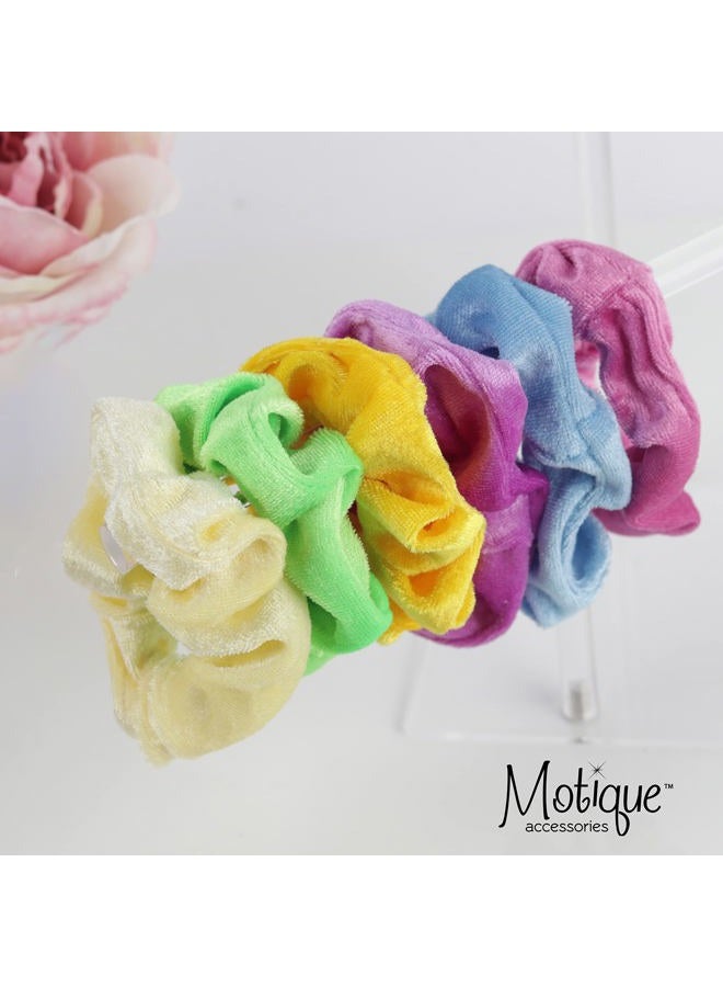 Motique Accessories Velvet Solid Scrunchies - Set of 2 - Light Blue - Image 3