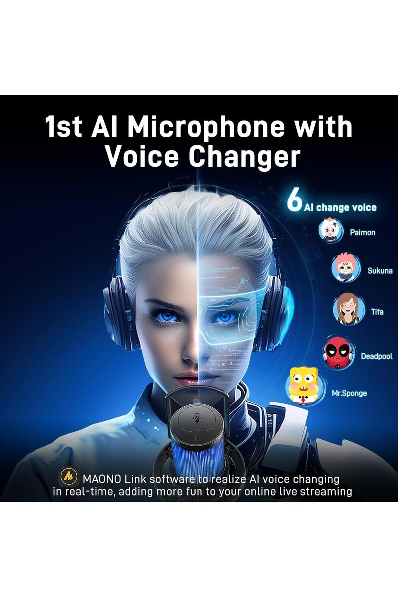 ماونو ميكروفون MAONO DM40 PRO مكثف يو إس بي / لاسلكي للبث والبودكاست والألعاب وتسجيل الصوت – ميكروفون بجودة الاستوديو مع زر كتم، إضاءة RGB، ومراقبة فورية – أسود - Image 2