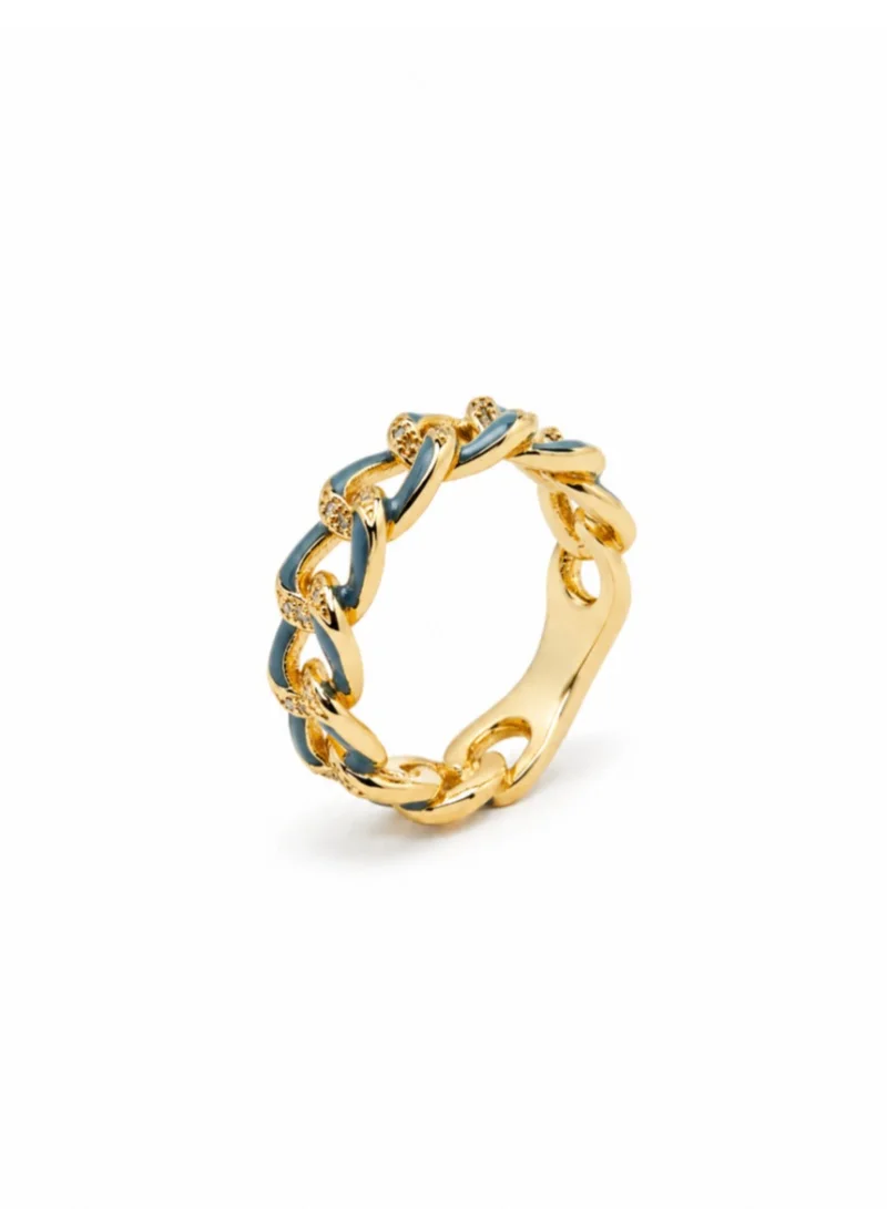 Chain aquamarine ring w/stones