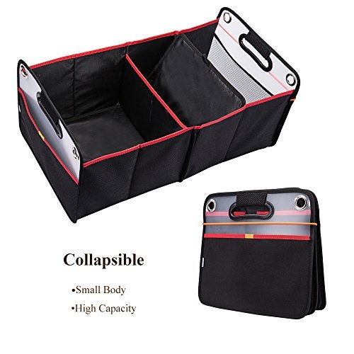 COVAX Car Trunk Organizer, Collapsible Auto Trunk Organizer Storage, Portable Grocery Cargo Container with Two Large Compartments for SUV, Vehicle, Truck, Home and Office - Image 2