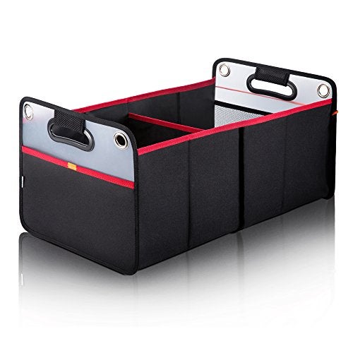 COVAX Car Trunk Organizer, Collapsible Auto Trunk Organizer Storage, Portable Grocery Cargo Container with Two Large Compartments for SUV, Vehicle, Truck, Home and Office - Image 1