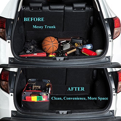 COVAX Car Trunk Organizer, Collapsible Auto Trunk Organizer Storage, Portable Grocery Cargo Container with Two Large Compartments for SUV, Vehicle, Truck, Home and Office - Image 4