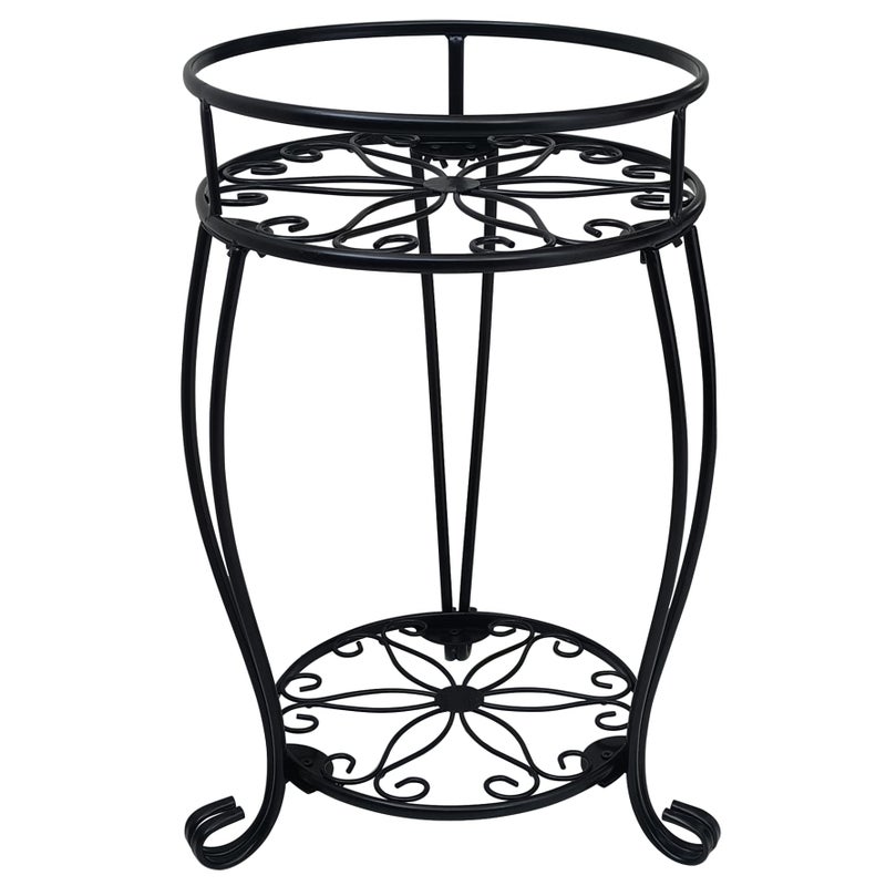 C CASIMR CASIMR 2 Tier Plant Stand, 19.2 inch Tall Metal Potted Holder Rack,Indoor Outdoor Multiple Flower Pot Shelf Rustproof Iron Garden Container for Garden Patio Living Room Corner Balcony, Black - Image 1