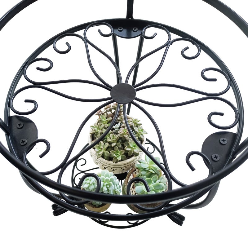 C CASIMR CASIMR 2 Tier Plant Stand, 19.2 inch Tall Metal Potted Holder Rack,Indoor Outdoor Multiple Flower Pot Shelf Rustproof Iron Garden Container for Garden Patio Living Room Corner Balcony, Black - Image 5