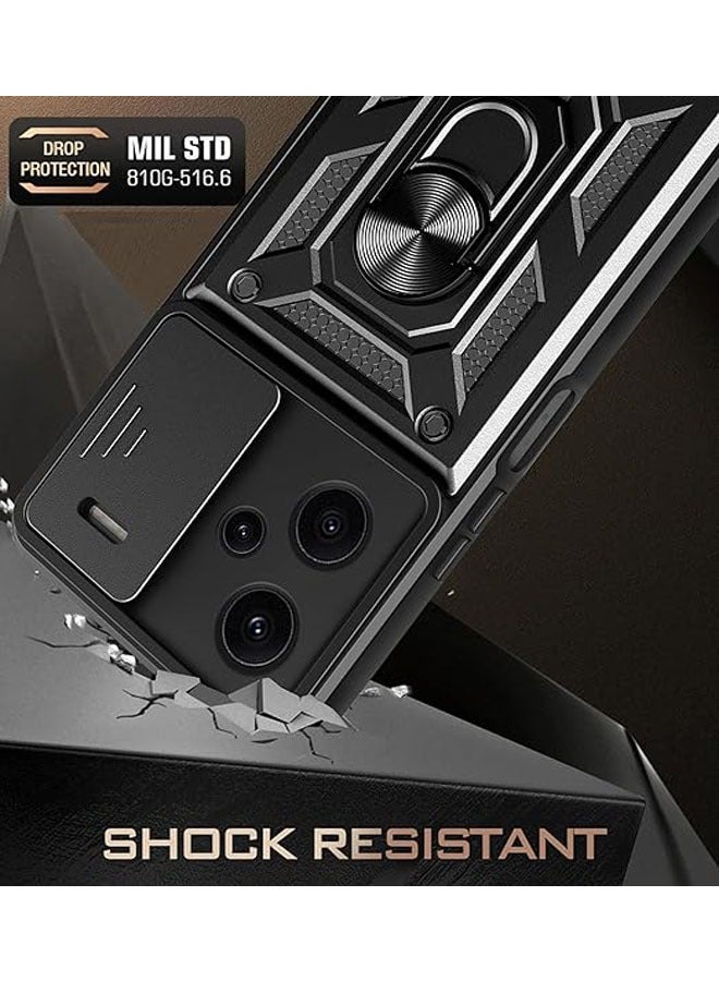 general Xiaomi Redmi Note 13 Pro Plus with Sliding Camera Case and Ring Bracket Phone Case Compatible with Car Magnets Shock Resistant - Image 2
