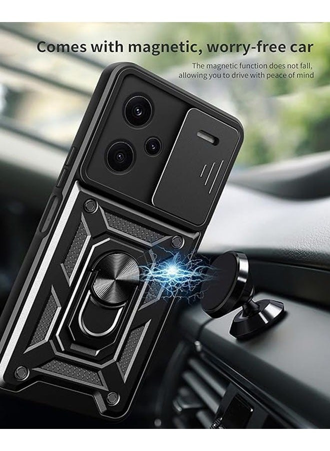 general Xiaomi Redmi Note 13 Pro Plus with Sliding Camera Case and Ring Bracket Phone Case Compatible with Car Magnets Shock Resistant - Image 3